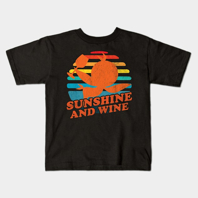 The Orange Bird Sunshine and Wine Orlando Florida Retro Distressed Look Kids T-Shirt by Joaddo